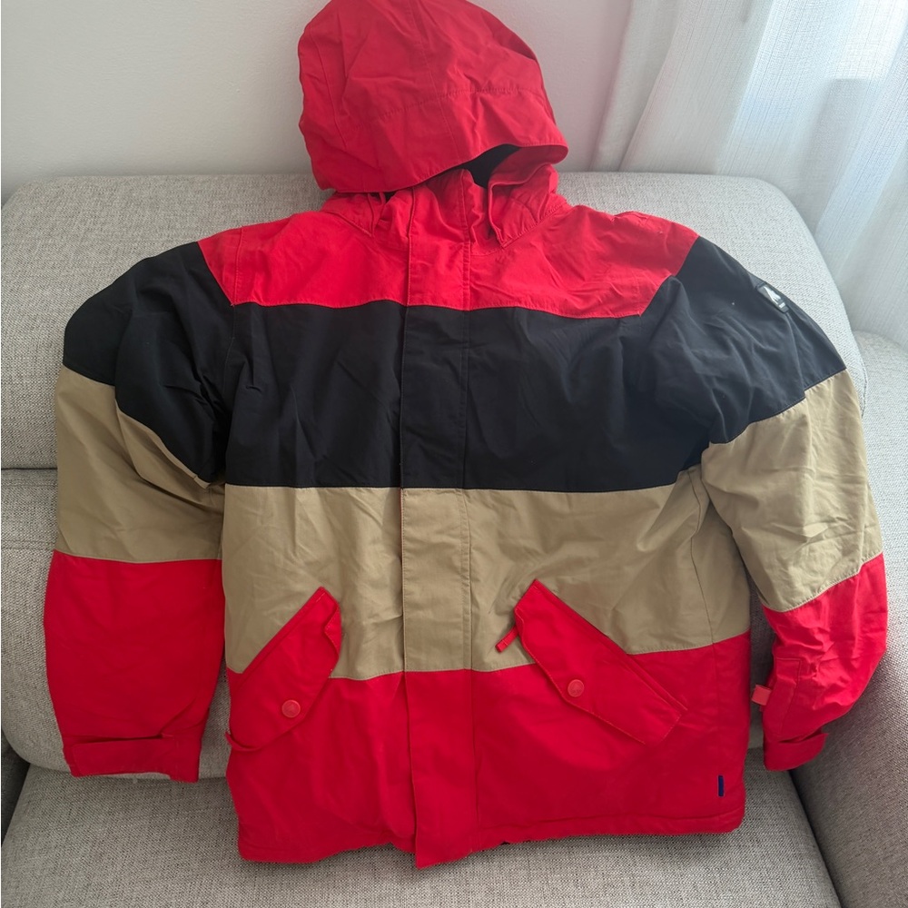 Burton Red, Black, and Tan Kids Puffer Jacket